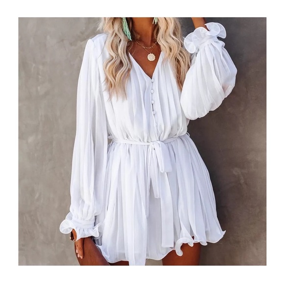 Boardwalk Beauty White Belted Mini Dress - Picture 6 of 11